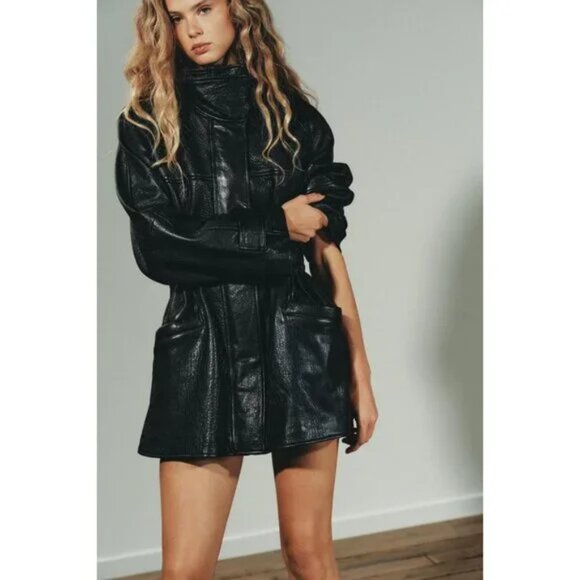 ZARA LEATHER JACKET WITH ADJUSTABLE WAIST - Picture 10 of 10